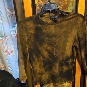 Express Women's Long Sleeve Sheer Brown Top